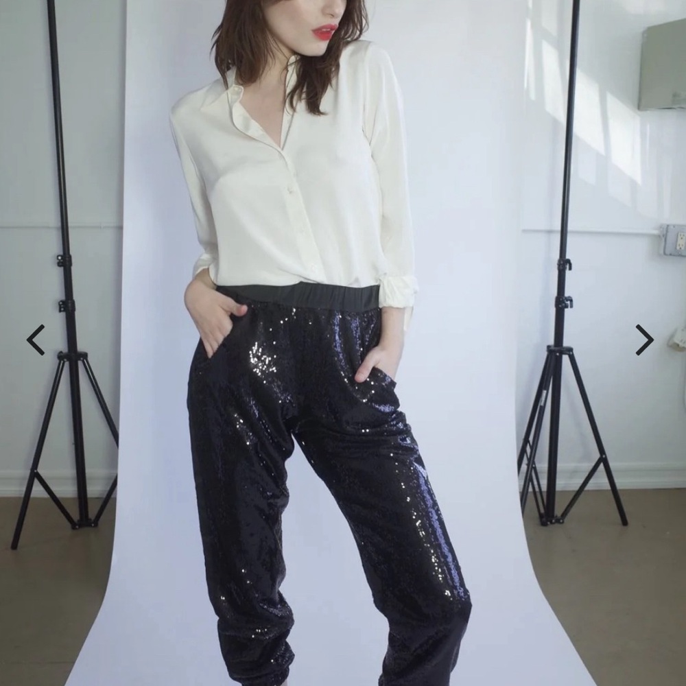 Black Sequin Pants for Women